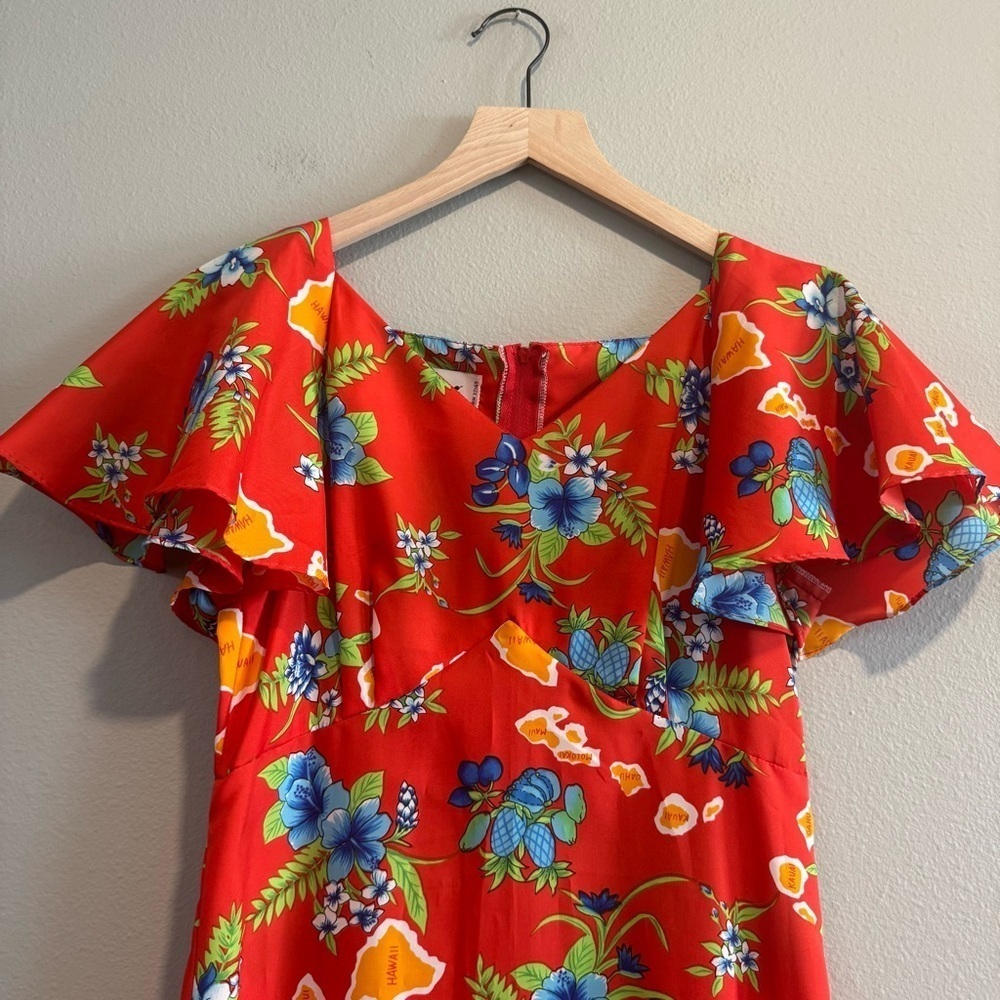 Vintage Pomare Hawaii Babydoll Maxi Dress Tropical Beach Vacation Floral 8 - Picture 3 of 9